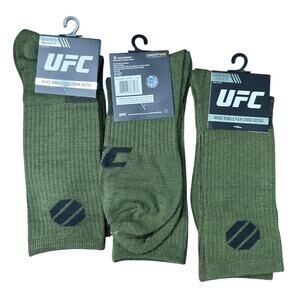 UFC Adult Men's Crew Socks 3 PAIRS Size 6-12 Olive Green Officially Licensed